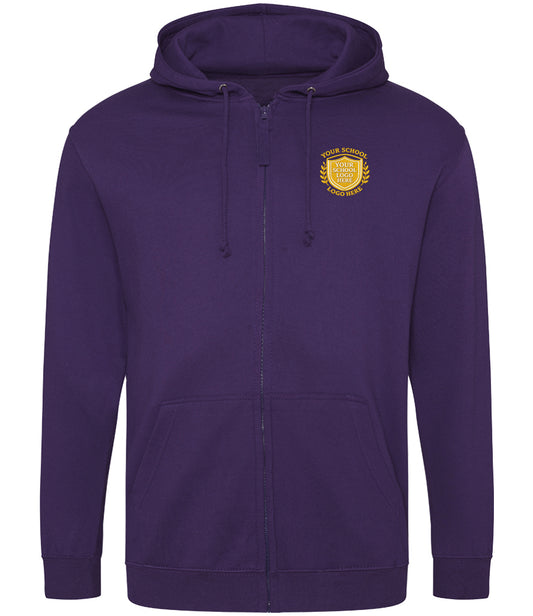 Purple Zip-Up Hoodie - Left Chest Embroidered
