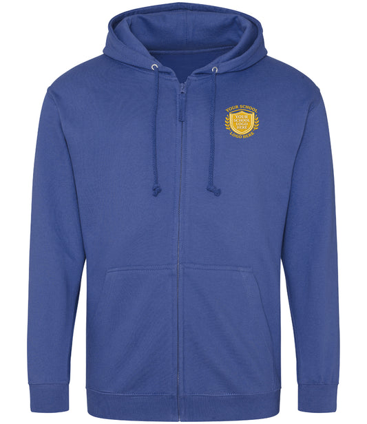 Royal Blue Zip-Up Hoodie - Left Chest Embroidered