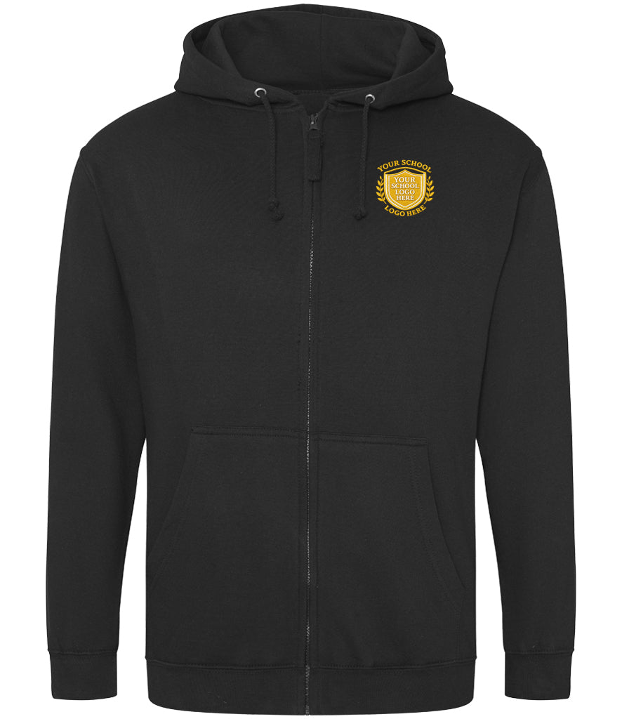 Black Zip-Up Hoodie - Left Chest Embroidered