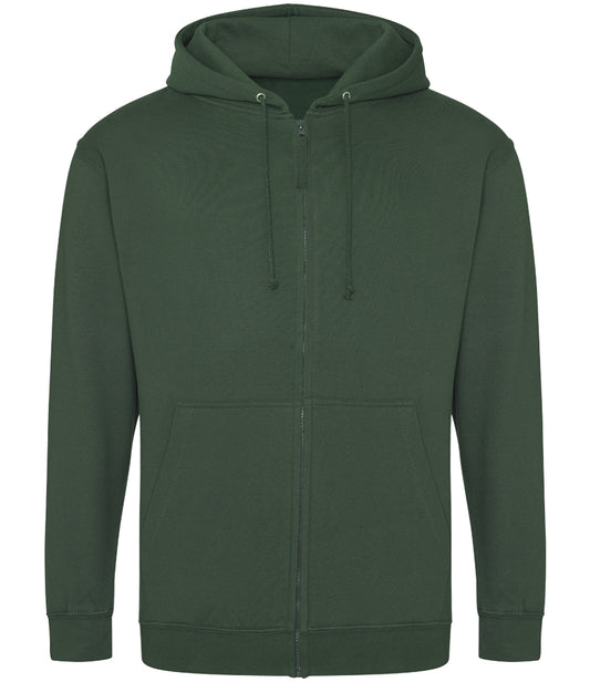 Bottle Green Zip-Up Hoodie - Left Chest Embroidered