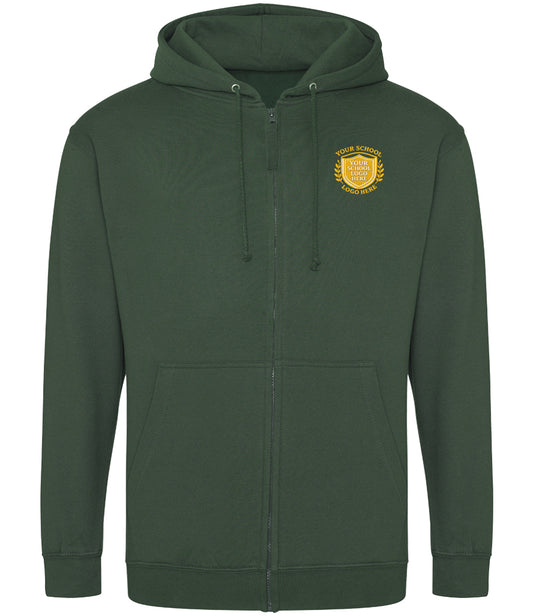 Bottle Green Zip-Up Hoodie - Left Chest Embroidered
