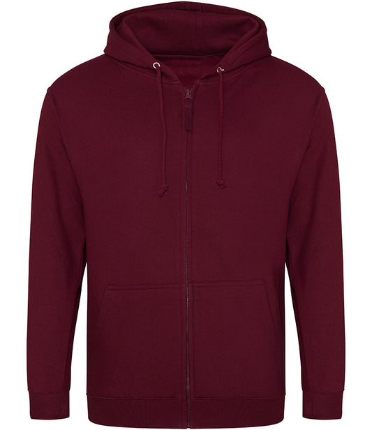 Burgundy Zip-Up Hoodie - Left Chest Embroidered
