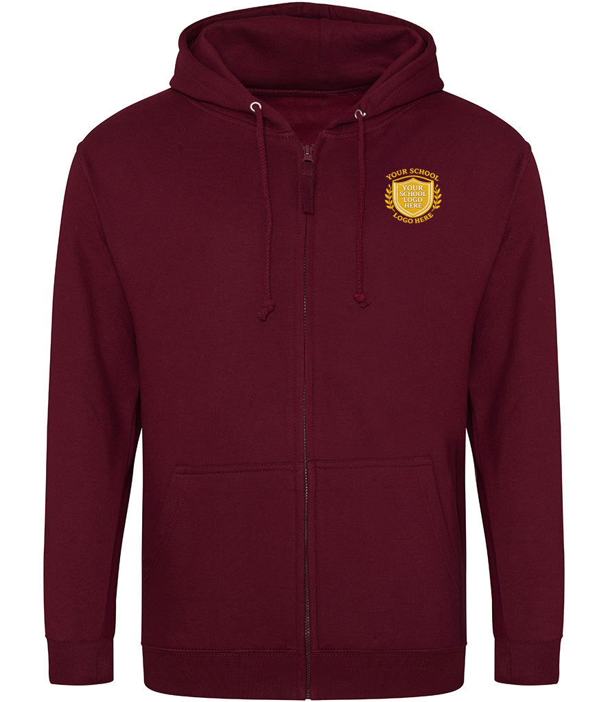 Burgundy Zip-Up Hoodie - Left Chest Embroidered