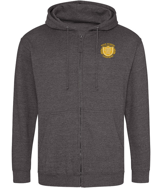 Charcoal Grey Zip-Up Hoodie - Left Chest Embroidered