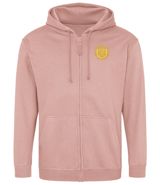 Dusty Pink Zip-Up Hoodie - Left Chest Embroidered