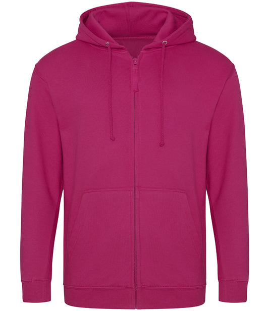 Hot Pink Zip-Up Hoodie - Left Chest Embroidered