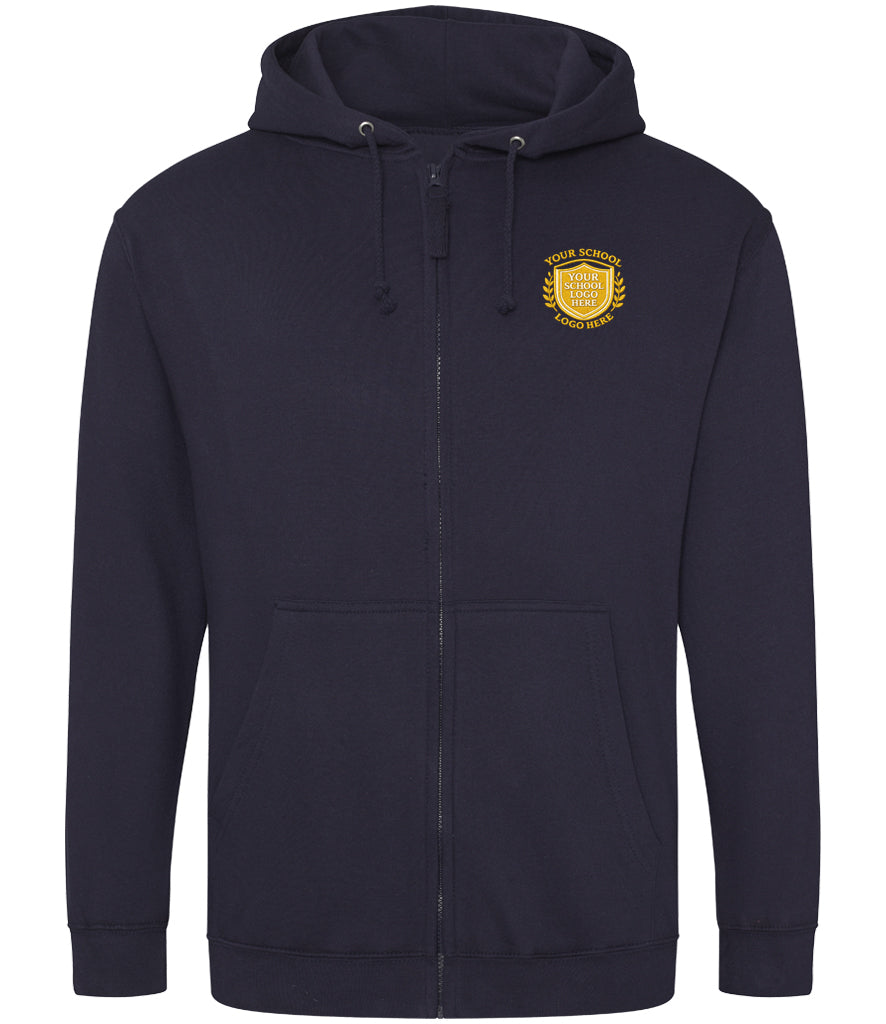 Oxford Navy Zip-Up Hoodie - Back and Left Chest Print