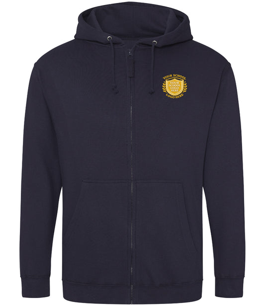 Oxford Navy Zip-Up Hoodie - Back and Left Chest Print