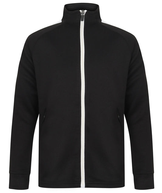 Black/White Full Zip Tracksuit Top - Left Chest Embroidered