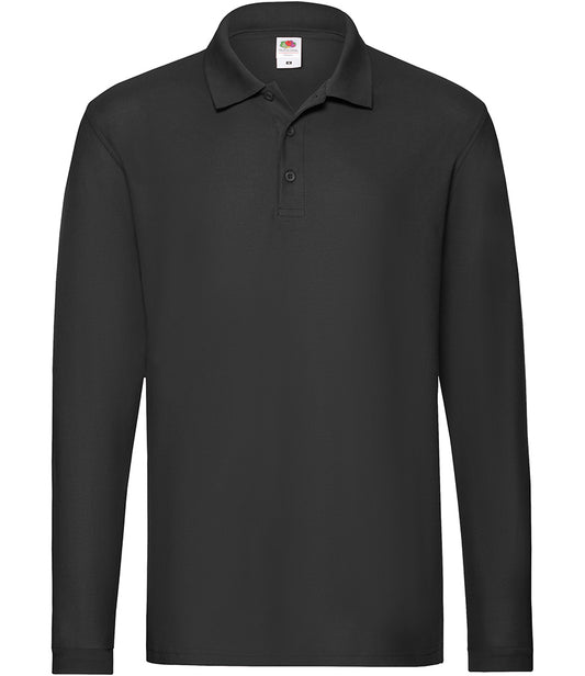 Black Long Sleeve Polo Shirt - Left Chest Embroidered