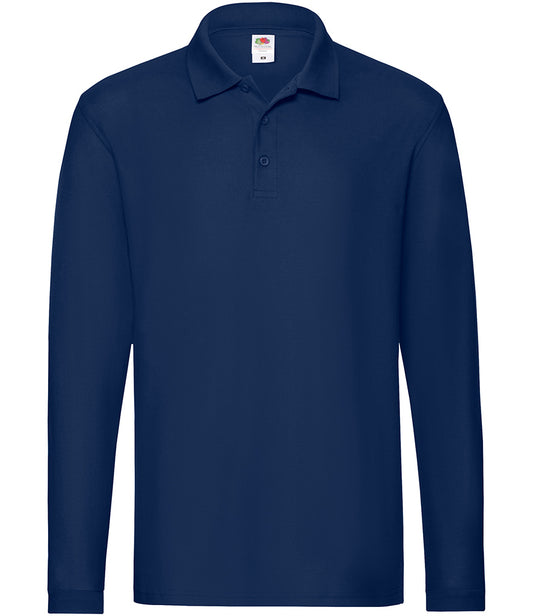 Navy Long Sleeve Polo Shirt - Left Chest Embroidered