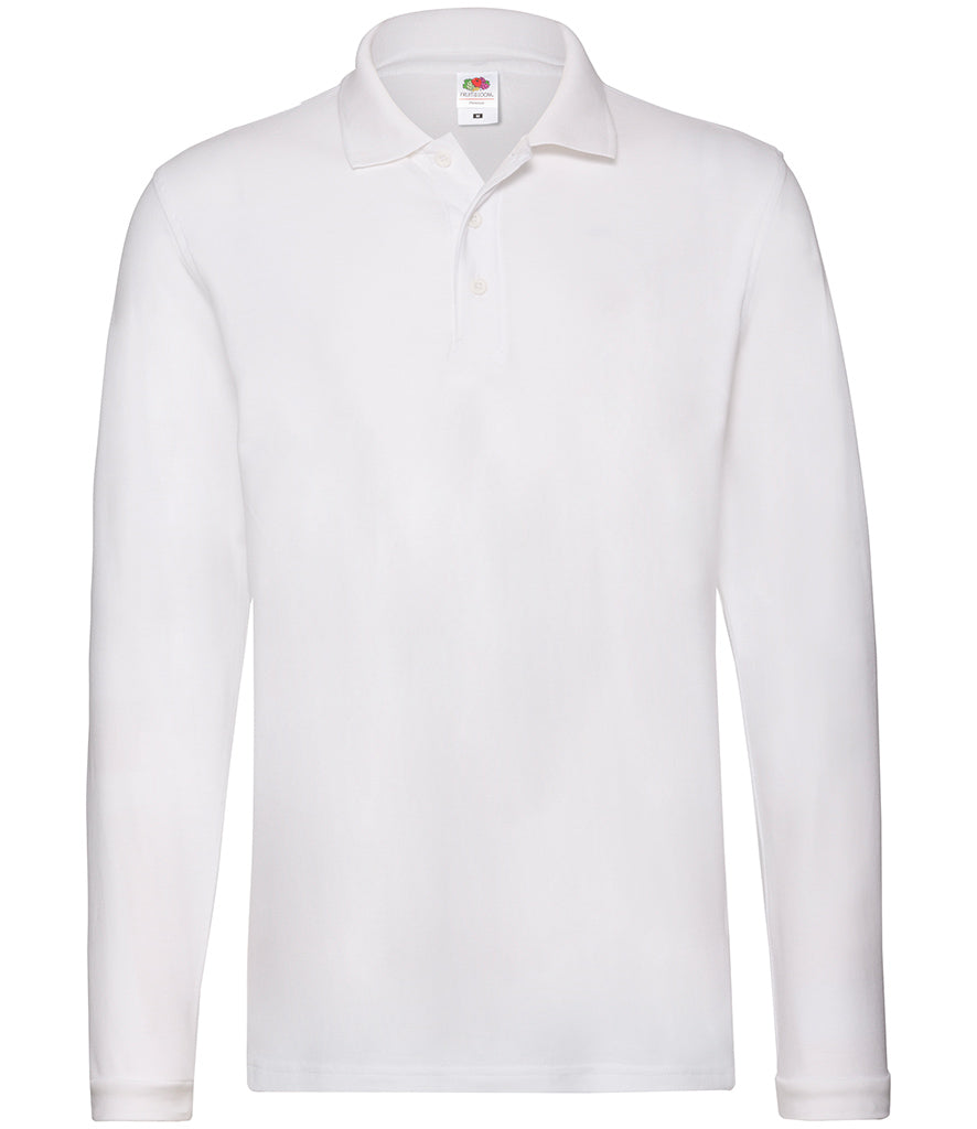 White Long Sleeve Polo Shirt - Centre Front Print