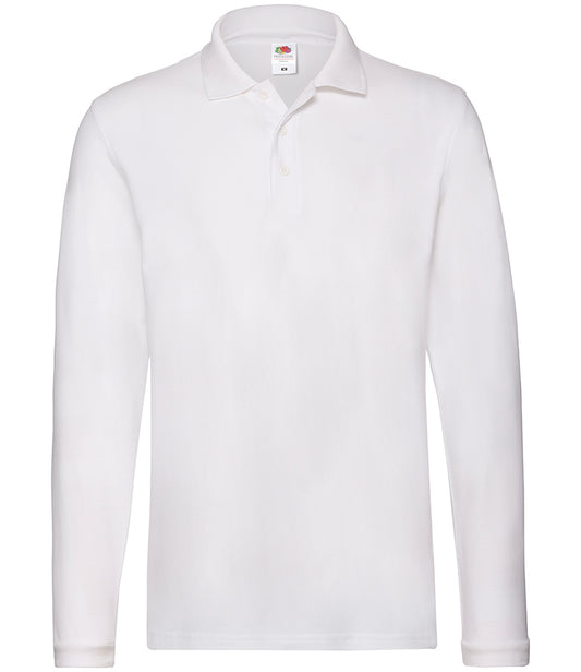 White Long Sleeve Polo Shirt - Left Chest Embroidered