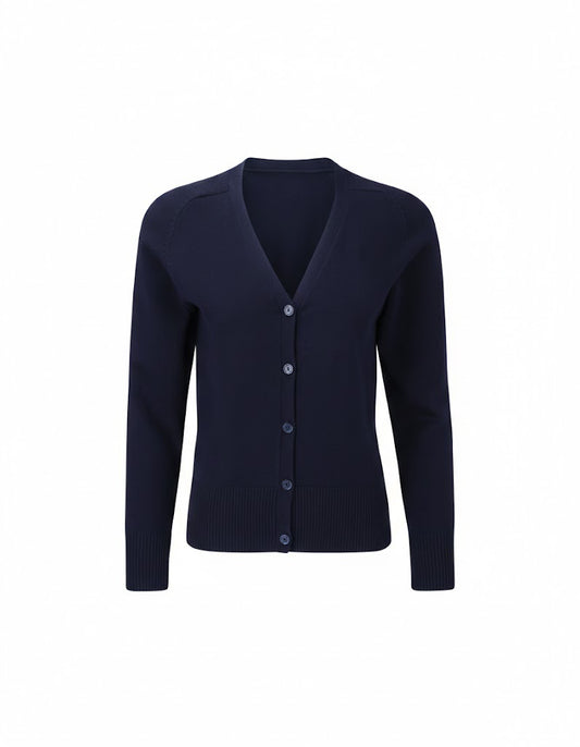 Navy Girls' 100% Cotton Knitted Cardigan - Left Chest Embroidered