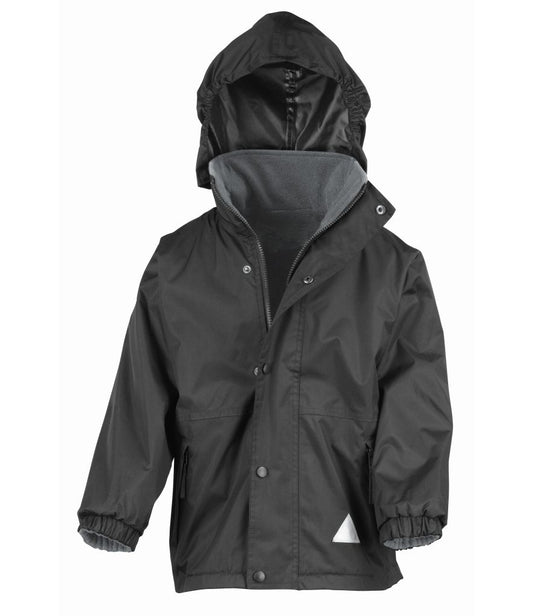 Black/Grey Children's Waterproof Coat - Left Chest Embroidered