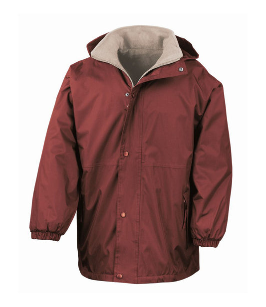 Burgundy/Camel Waterproof Fleece-Lined Coat - Left Chest Embroidered