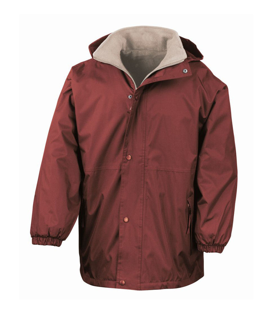 Burgundy/Camel Waterproof Fleece-Lined Coat - Left Chest Embroidered