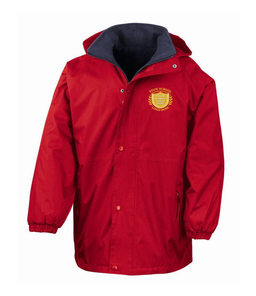 Red/Navy Waterproof Fleece-Lined Coat - Left Chest Embroidered