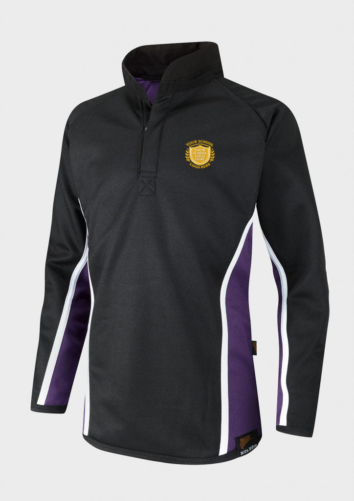 Black/Purple/White Fully Reversible Sports Top - Left Chest Embroidered