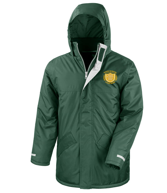 Bottle Green Children's Winter Parka - Left Chest Embroidered