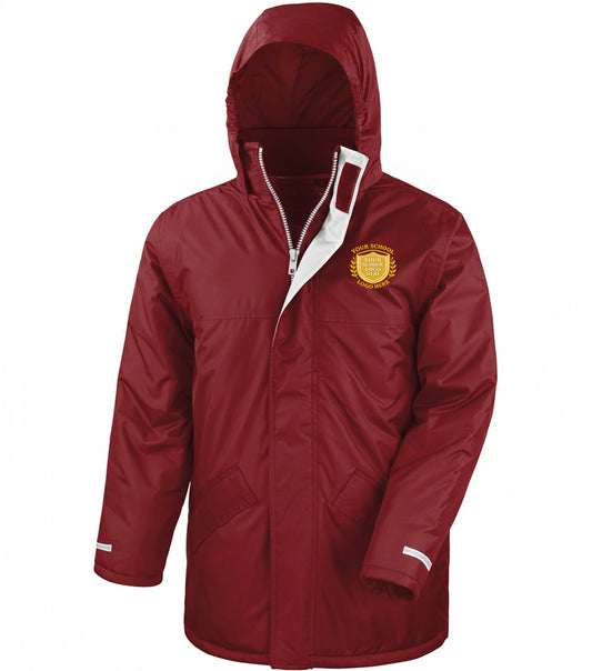 Burgundy Children's Winter Parka - Left Chest Embroidered