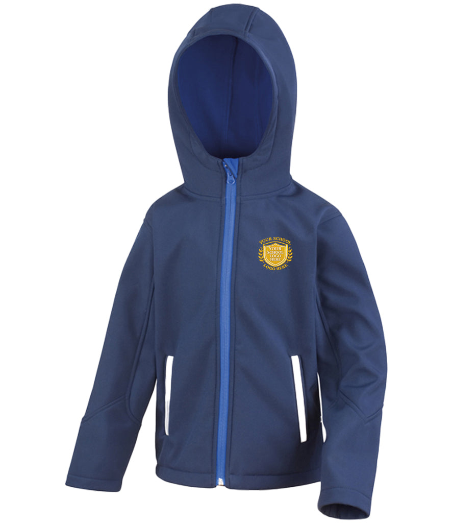 Navy/Royal Hooded Softshell Jacket - Left Chest Embroidered