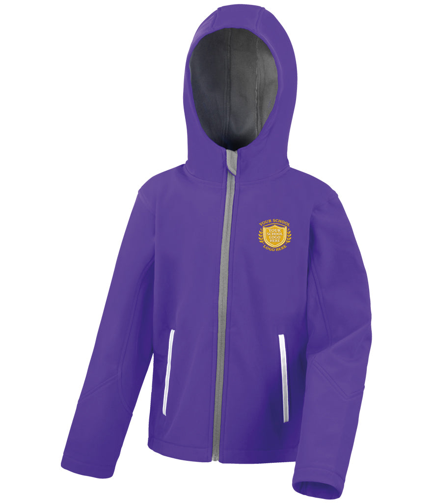 Purple/Grey Hooded Softshell Jacket - Left Chest Embroidered