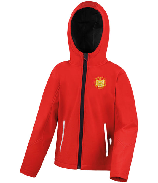 Red/Black Hooded Softshell Jacket - Left Chest Embroidered