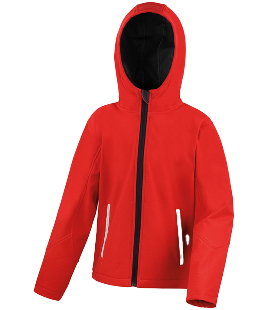 Red/Black Hooded Softshell Jacket - Left Chest Embroidered