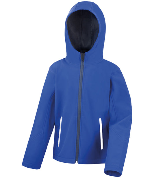 Royal/Navy Hooded Softshell Jacket - Left Chest Embroidered