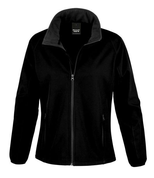 Black/Black Ladies Softshell Jacket - Left Chest Embroidered