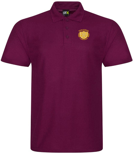 Burgundy Polyester Polo Shirt - Left Chest Embroidered