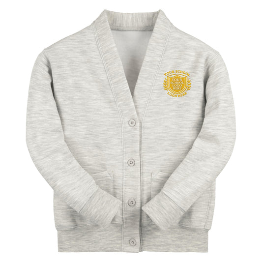 Ash Grey Essential Sweat Cardigan - Left Chest Embroidered