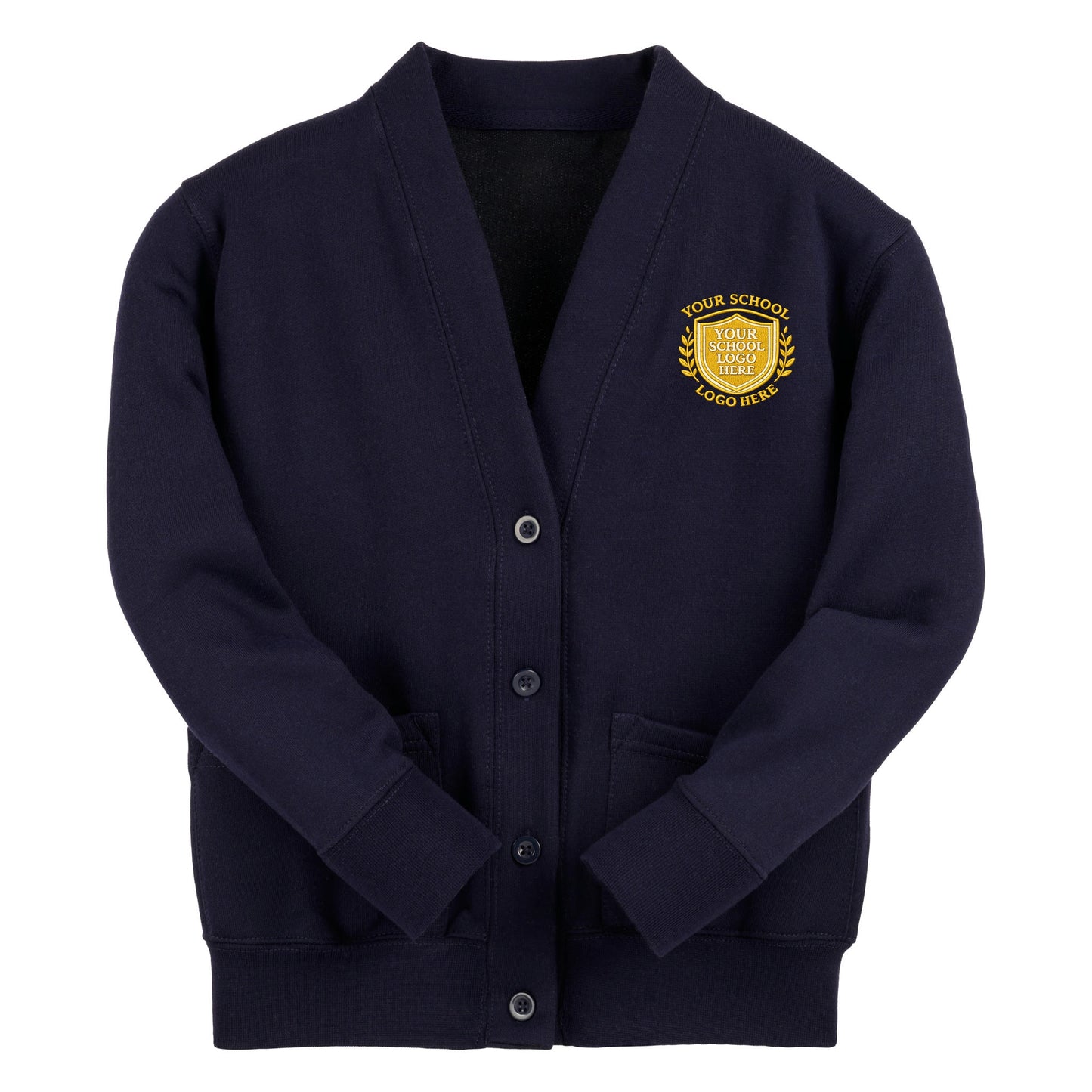 Navy Essential Sweat Cardigan - Left Chest Embroidered