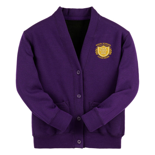 Purple Essential Sweat Cardigan - Left Chest Embroidered