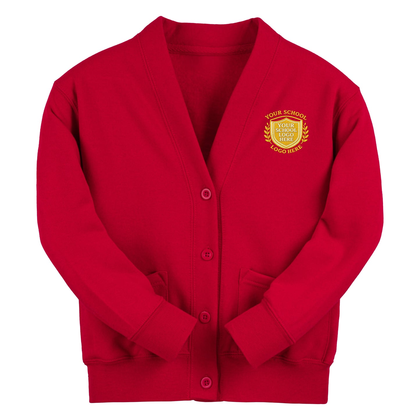 Red Essential Sweat Cardigan - Left Chest Embroidered