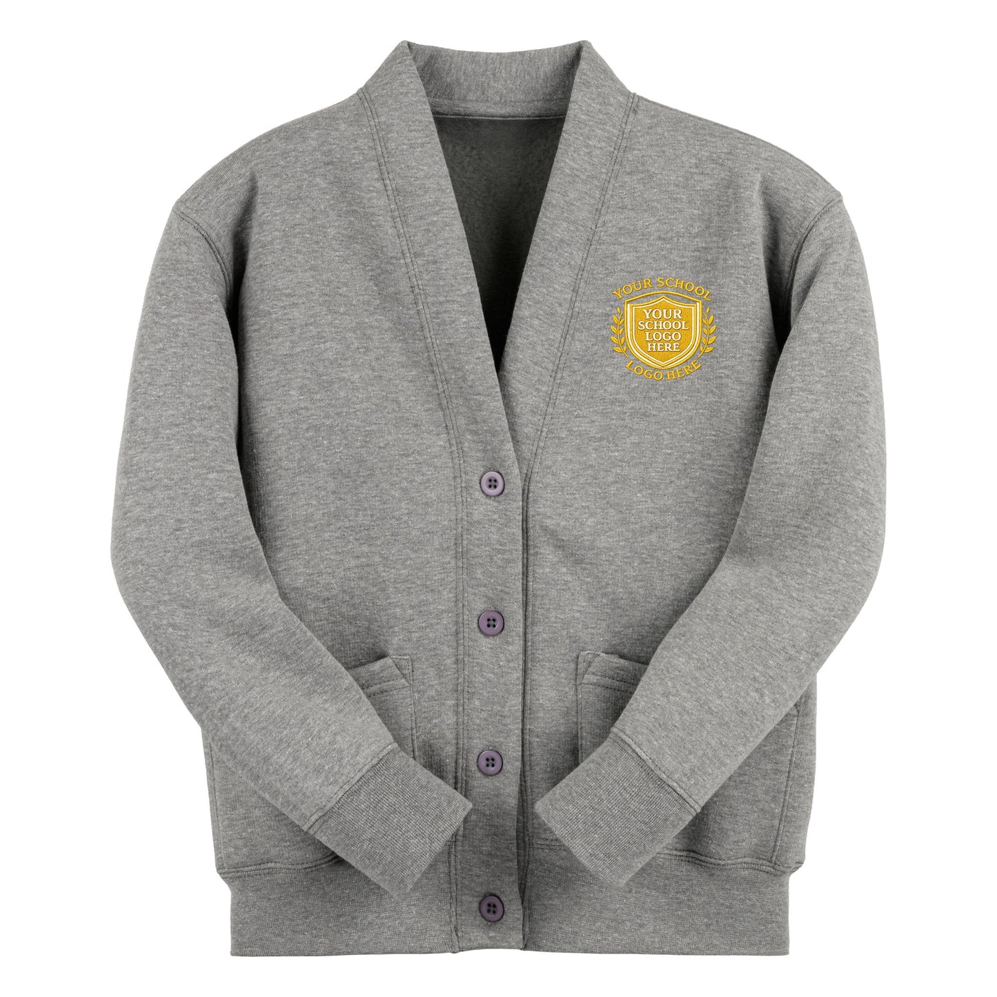 School Grey PRIMARY Sweat Cardigan - Left Chest Embroidered