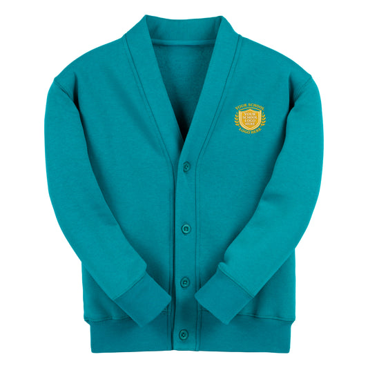 Turquoise Essential Sweat Cardigan - Left Chest Embroidered