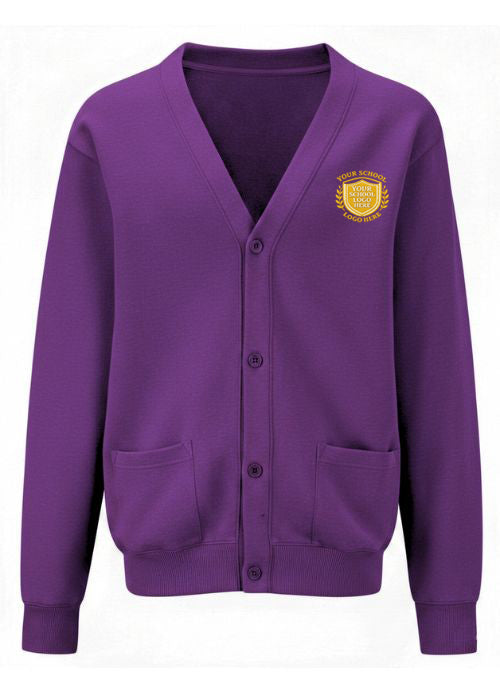 Purple Sports Sweat Cardigan - Left Chest Embroidered