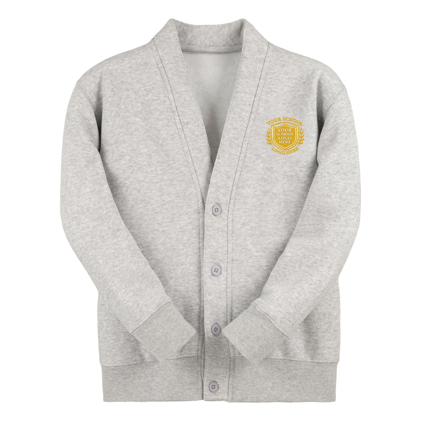 Ash Grey Classic Cotton Rich Sweat Cardigan - Left Chest Embroidered