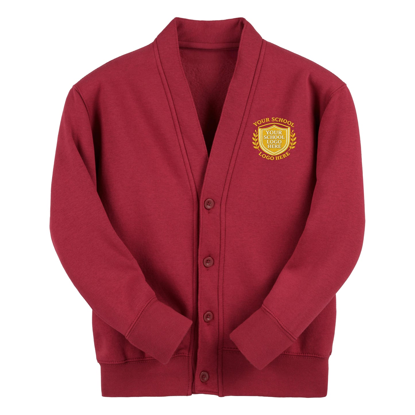 Bordeaux Classic Cotton Rich Sweat Cardigan - Left Chest Embroidered