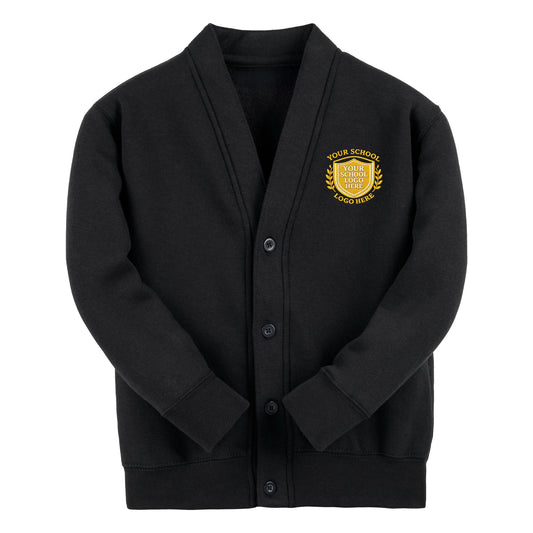 Black Classic Cotton Rich Sweat Cardigan - Left Chest Embroidered