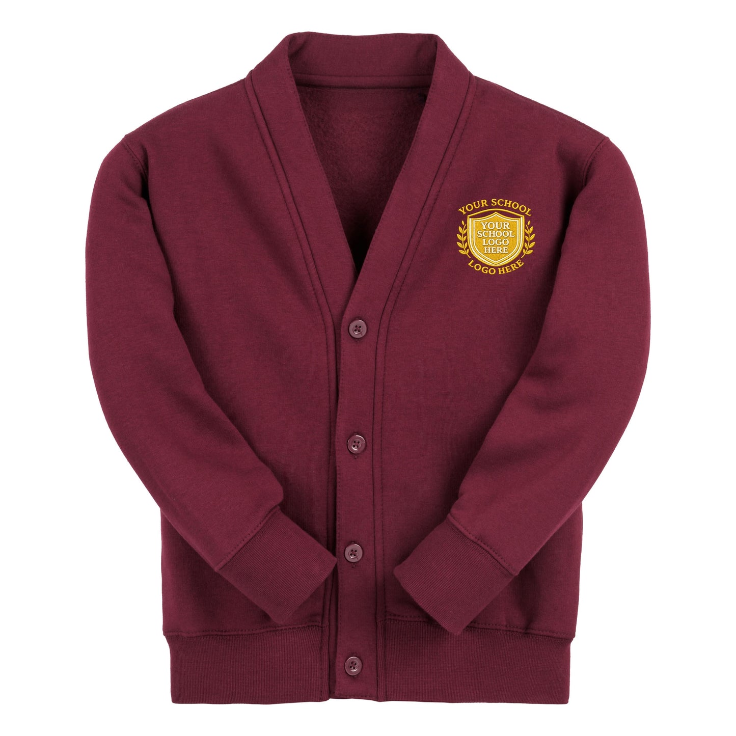 Burgundy Classic Cotton Rich Sweat Cardigan - Left Chest Embroidered