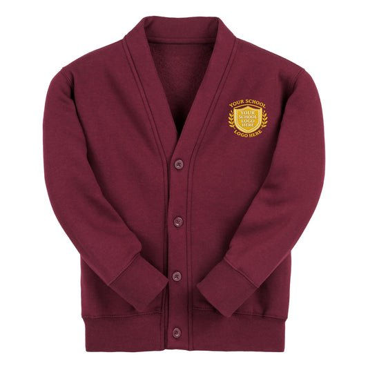 Burgundy Classic Cotton Rich Sweat Cardigan - Left Chest Embroidered