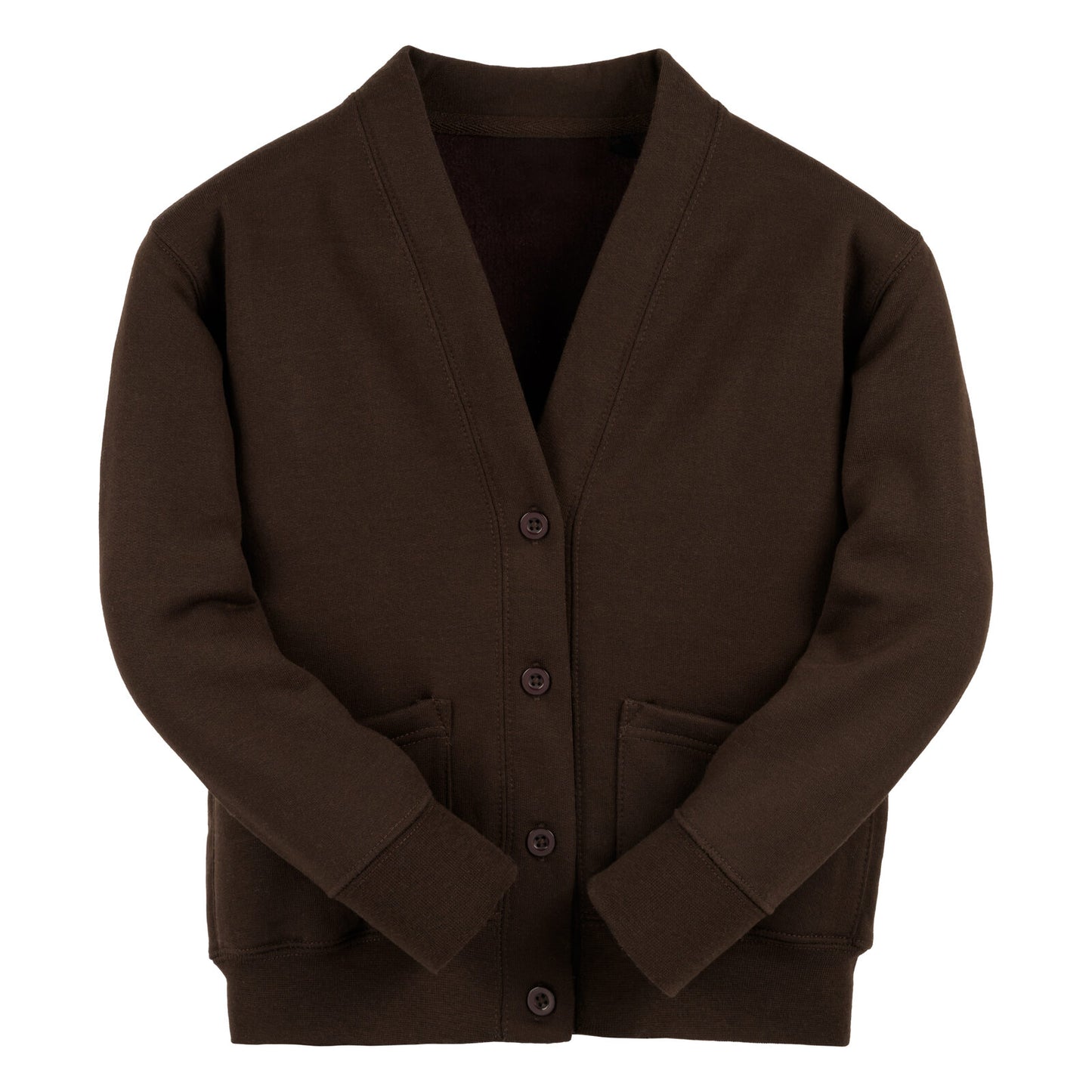 Brown Essential Sweat Cardigan - Left Chest Embroidered