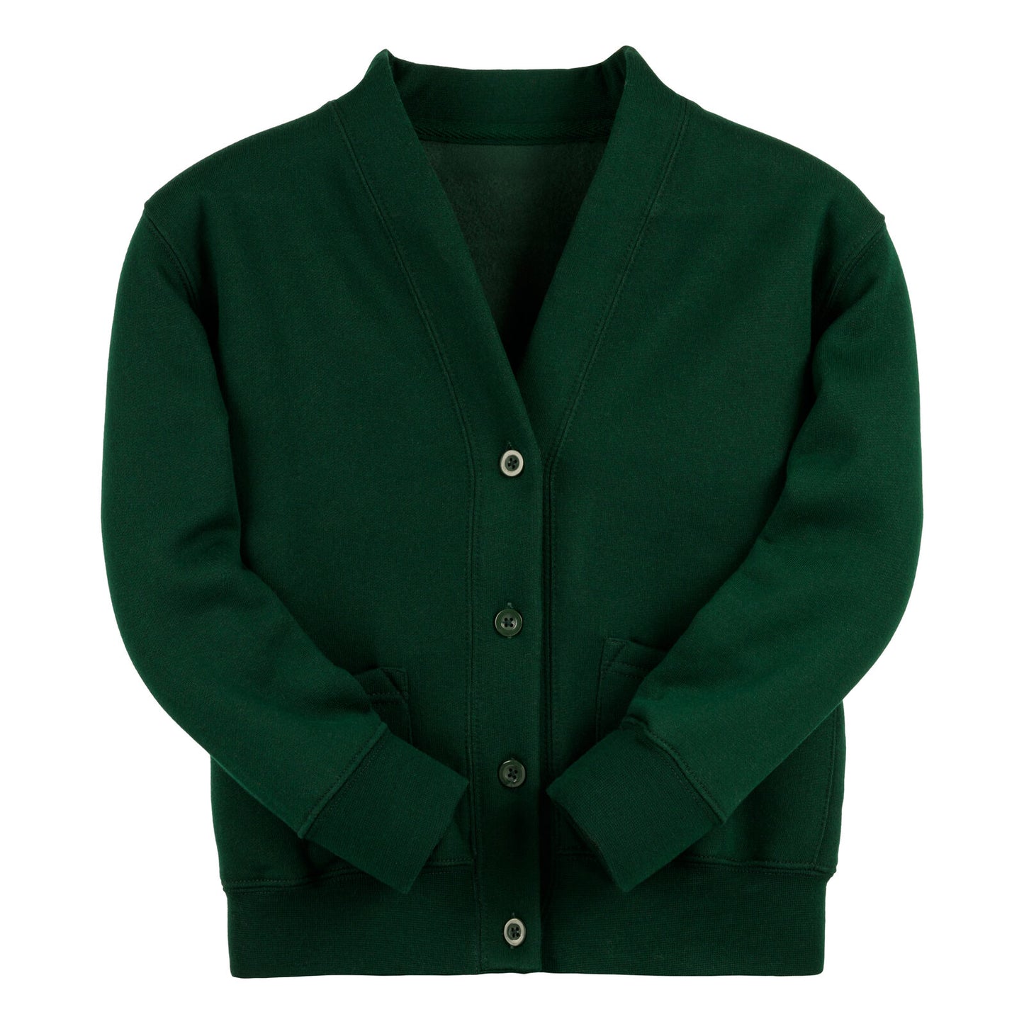 Bottle Green Essential Sweat Cardigan - Left Chest Embroidered