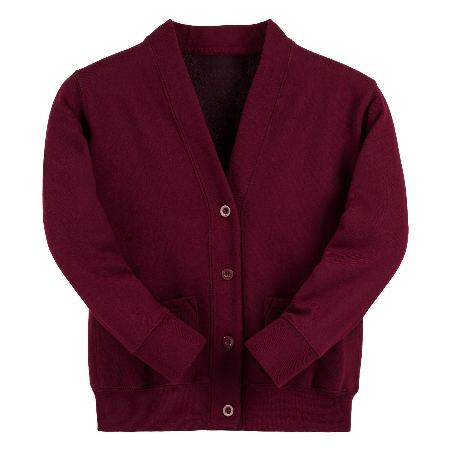 Burgundy Essential Sweat Cardigan - Left Chest Embroidered