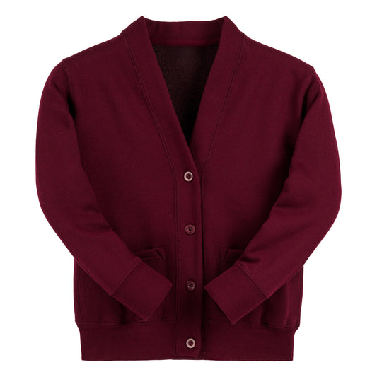 Burgundy Essential Sweat Cardigan - Left Chest Embroidered