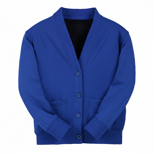 Electric Blue Essential Sweat Cardigan - Left Chest Embroidered