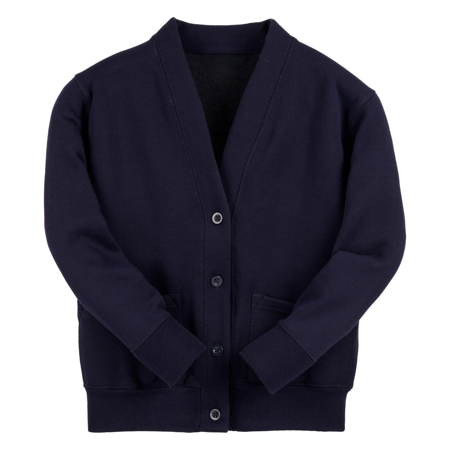 Navy Essential Sweat Cardigan - Left Chest Embroidered